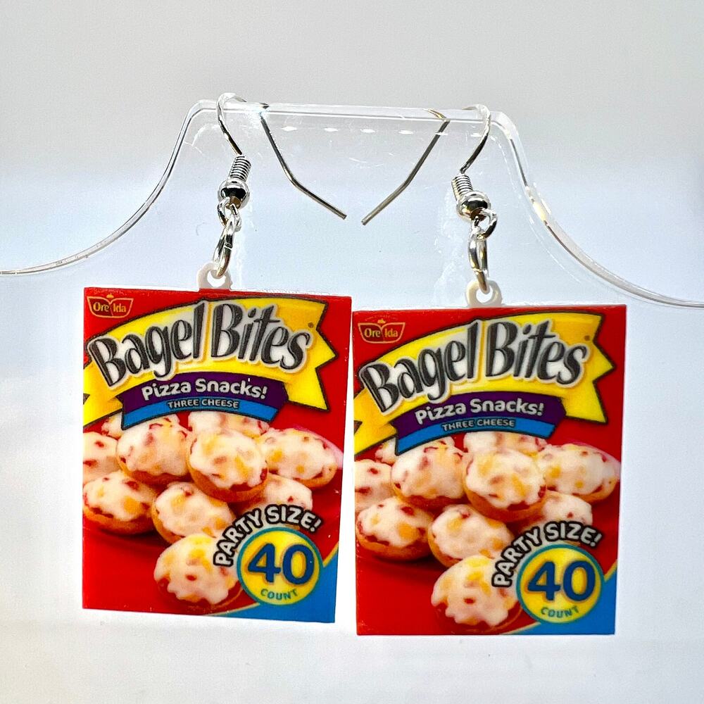 Bagel Bites Earrings - Pizza Earrings - Party Earrings - Food Earrings - Bagels
